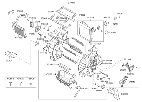 2007 Hyundai Elantra Heater System-Heater & Blower Diagram 1