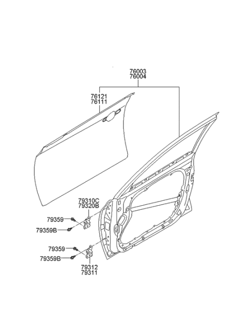 2008 Hyundai Elantra Panel-Front Door Diagram