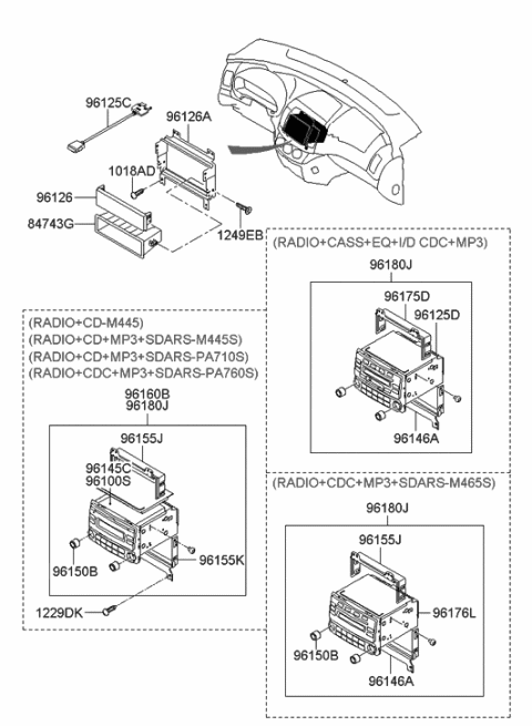 2008 Hyundai Elantra Deck Assembly-Cassette Diagram for 96125-1E000