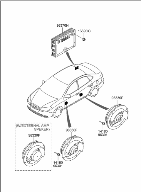 2006 Hyundai Elantra Extension Amp Assembly Diagram for 96370-2H000