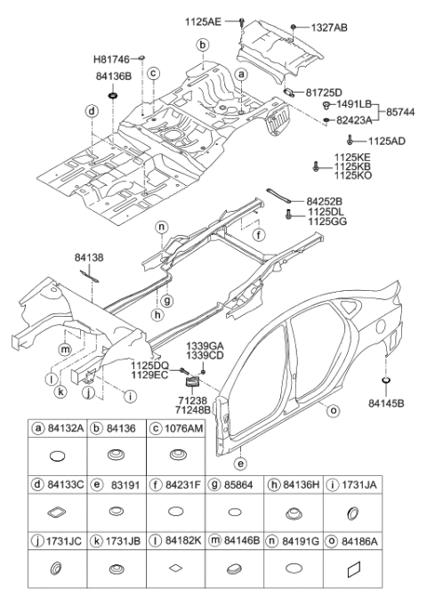 2008 Hyundai Elantra Isolation Pad & Plug Diagram 1