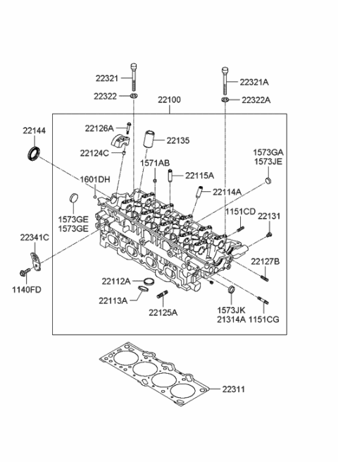 2006 Hyundai Elantra New Body Style (Produced After OCT.31.2006) Cylinder Head Diagram