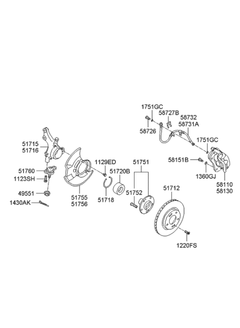 2010 Hyundai Elantra Brake Assembly-Front,RH Diagram for 58130-2H300