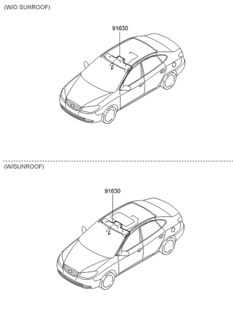2010 Hyundai Elantra Wiring Assembly-Roof Diagram for 91800-2H483