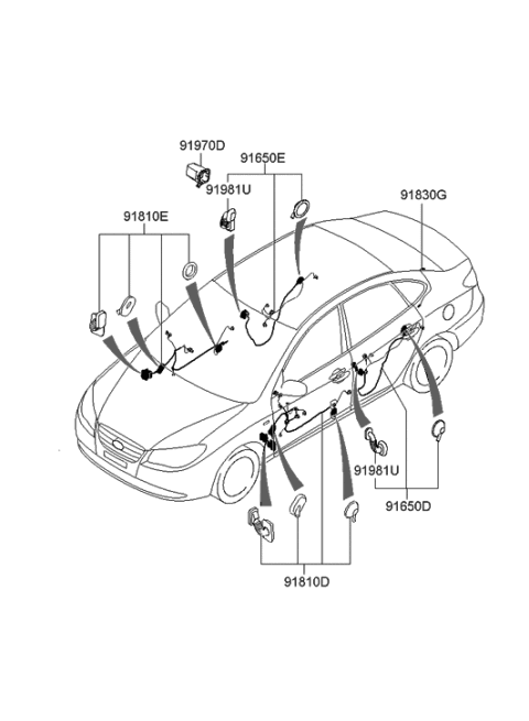 2006 Hyundai Elantra Wiring Assembly-FR Dr(Dr Diagram for 91600-2H102