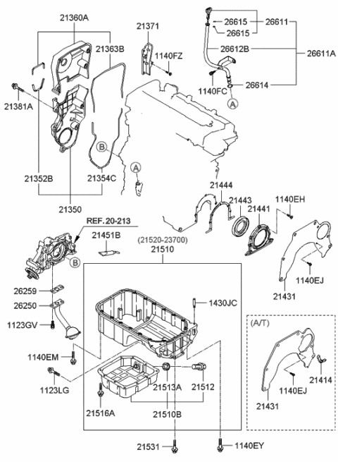 2010 Hyundai Elantra Belt Cover & Oil Pan Diagram 1