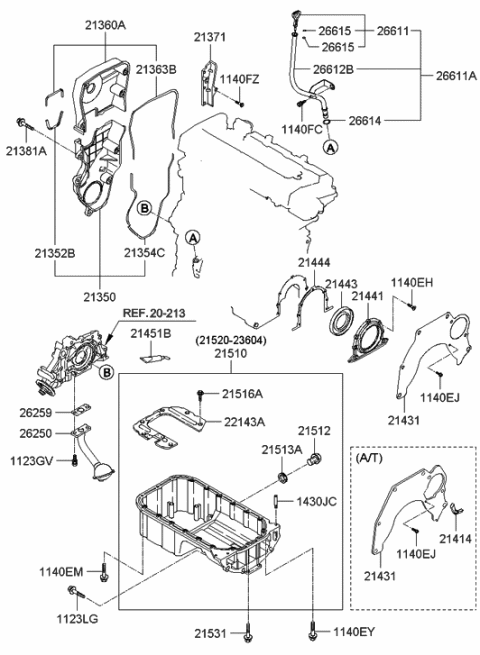 2006 Hyundai Elantra Oil Level Gauge Assembly Diagram for 26610-23302