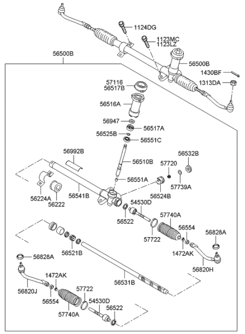 2010 Hyundai Elantra Power Steering Gear Box Diagram