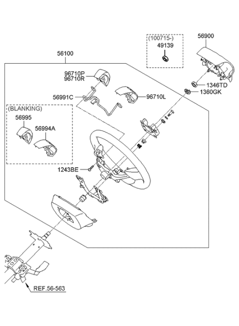 2009 Hyundai Elantra Steering Remote Control Switch Assembly, Left Diagram for 96700-2H250-HAG
