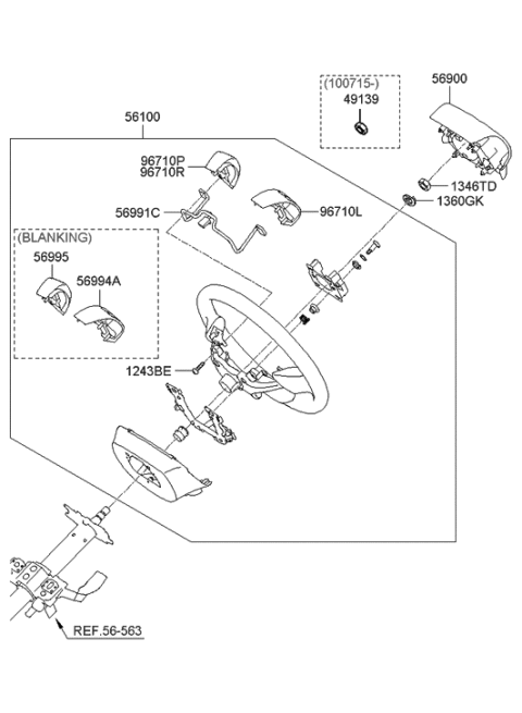 2012 Hyundai Elantra Steering Remote Control Switch Assembly, Left Diagram for 96700-2H250-NAB