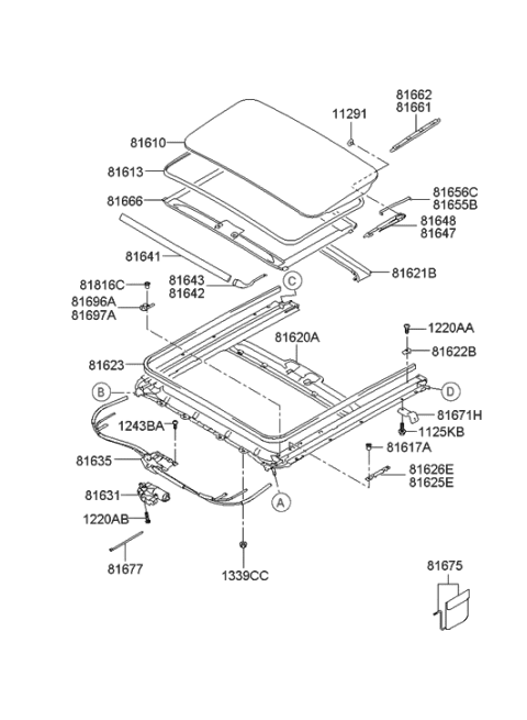 2006 Hyundai Elantra New Body Style (Produced After OCT.31.2006) Sunroof Diagram 1
