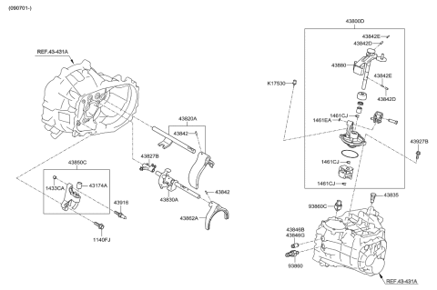 2007 Hyundai Elantra Gear Shift Control-Manual Diagram 3