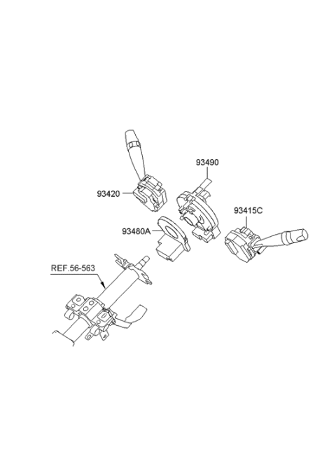 2009 Hyundai Elantra Switch Assembly-Wiper & Washer Diagram for 93420-2H200