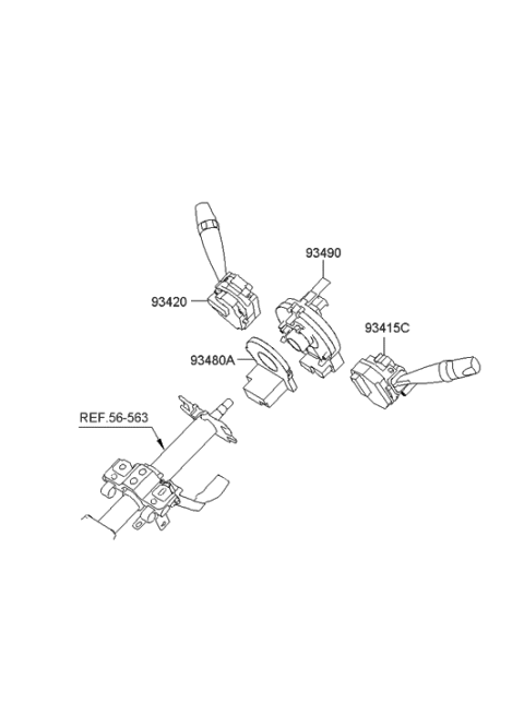 2012 Hyundai Elantra Switch Assembly-Lighting & Turn Signal Diagram for 93410-2H001