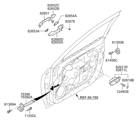 2009 Hyundai Elantra Cover-Front Door Outside Handle,Driver Diagram for 82652-2H000