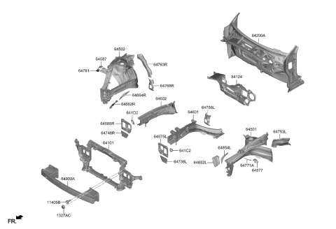 1992 Hyundai Elantra CARRIER ASSY-FRONT END MODULE Diagram for 64101-KL000