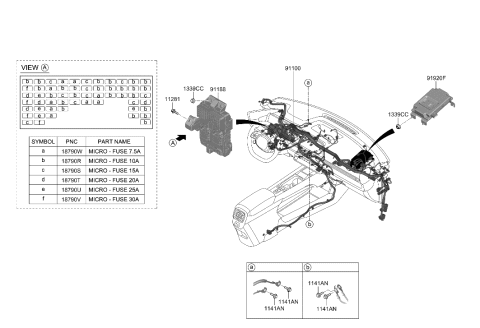 1992 Hyundai Elantra JUNCTION BOX ASSY-I/PNL Diagram for 91950-KL140