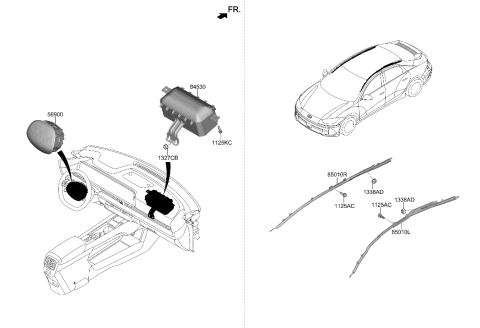 1992 Hyundai Elantra CURTAIN AIR BAG MODULE,RH Diagram for 80420-KL000