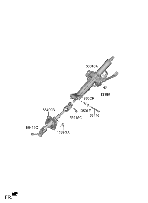 1992 Hyundai Elantra COLUMN ASSY-STEERING Diagram for 56310-CV000