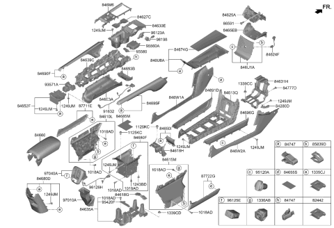 2023 Hyundai Ioniq 6 BRACKET ASSY-FLOOR CONSOLE CTR Diagram for 84634-KL000
