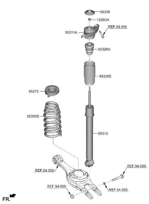 1992 Hyundai Elantra SHOCK ABSORBER ASSY-REAR Diagram for 55307-KL210