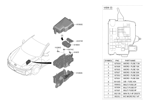 1992 Hyundai Elantra PCB BLOCK ASSY Diagram for 91959-KL200