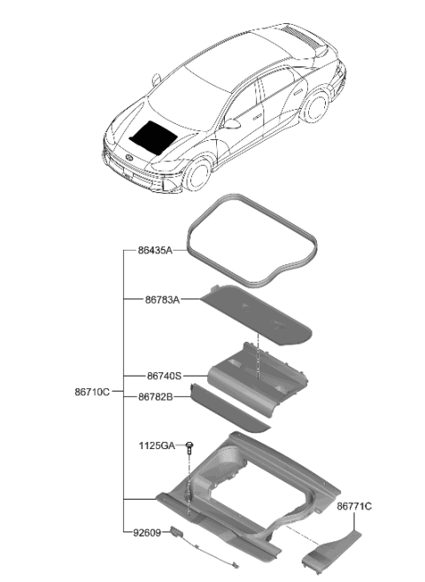 2023 Hyundai Ioniq 6 STRIP ASSY-HOOD SEAL Diagram for 86435-KL000