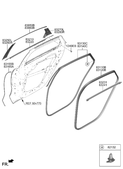 2023 Hyundai Ioniq 6 W/STRIP ASSY-RR DR BELT O/S LH Diagram for 83210-KL000