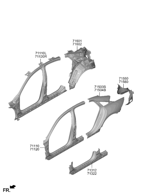 2023 Hyundai Ioniq 6 Side Body Panel Diagram