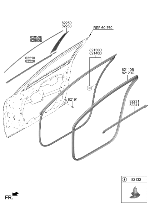 1992 Hyundai Elantra W/STRIP-DR BODY SIDE RH Diagram for 82120-KL000