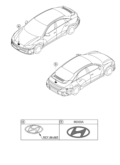 1992 Hyundai Elantra EMBLEM Diagram for 86305-KL300