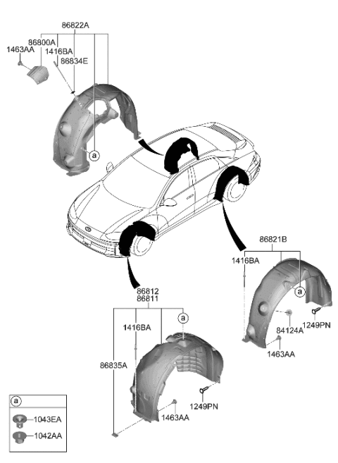 1992 Hyundai Elantra GUARD ASSY-REAR WHEEL,LH Diagram for 86821-KL000