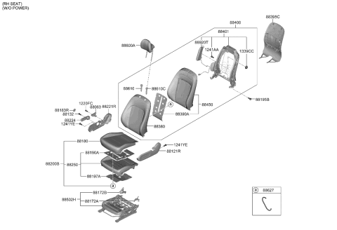 1992 Hyundai Elantra COVERING ASSY-FR CUSH,RH Diagram for 88260-KL010-UDX