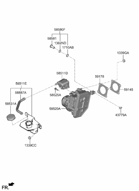 2023 Hyundai Ioniq 6 Brake Master Cylinder & Booster Diagram