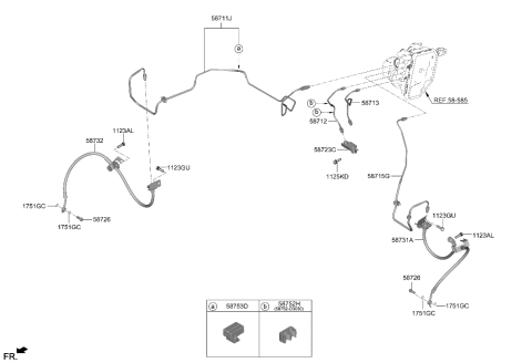 1992 Hyundai Elantra HOSE-BRAKE FRONT,RH Diagram for 58732-CV000