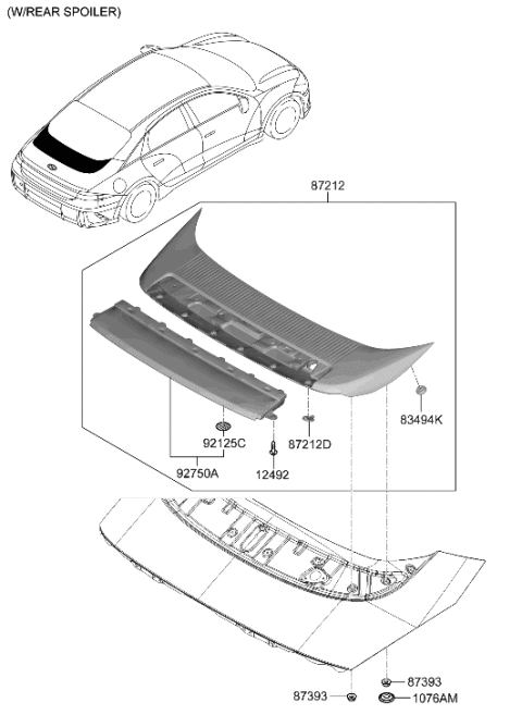 1992 Hyundai Elantra SPOILER ASSY-RR Diagram for 87210-KL000