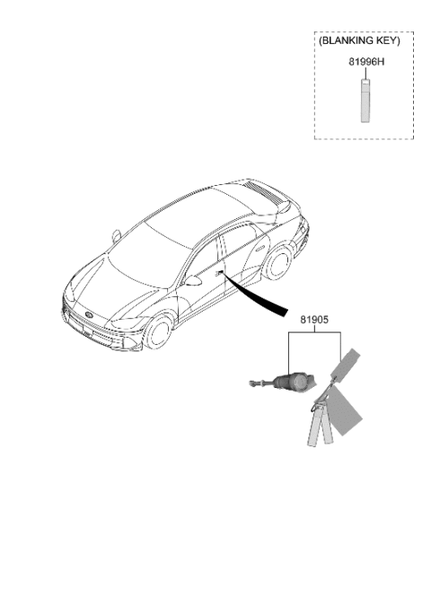 2023 Hyundai Ioniq 6 Key & Cylinder Set Diagram