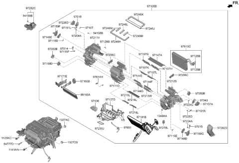 1992 Hyundai Elantra EVAPORATOR ASSY Diagram for 97139-CU000