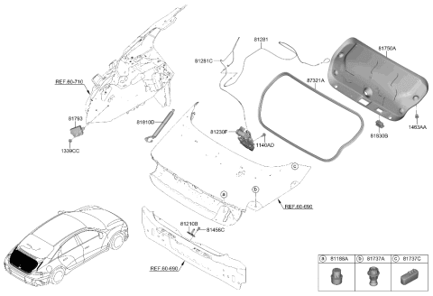 2023 Hyundai Ioniq 6 W/STRIP-TRUNK LID OPNG Diagram for 81061-KL000