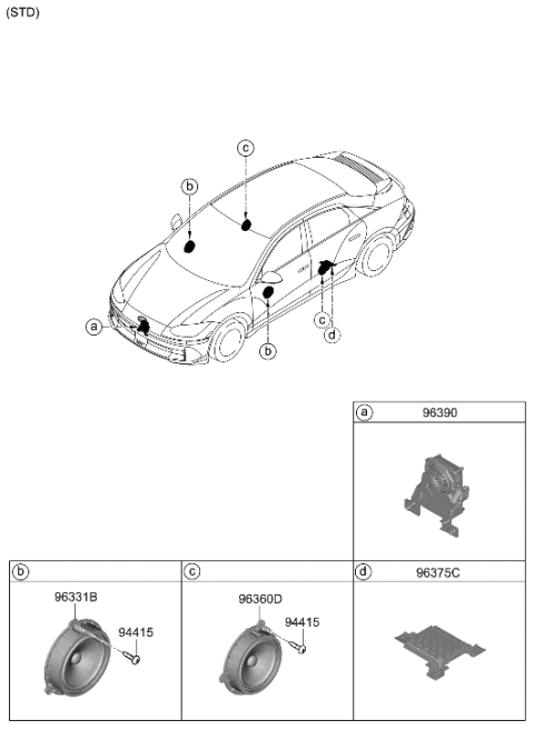 2023 Hyundai Ioniq 6 Speaker Diagram 1