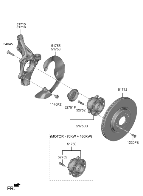 1992 Hyundai Elantra KNUCKLE-FRONT AXLE,RH Diagram for 51711-KL000