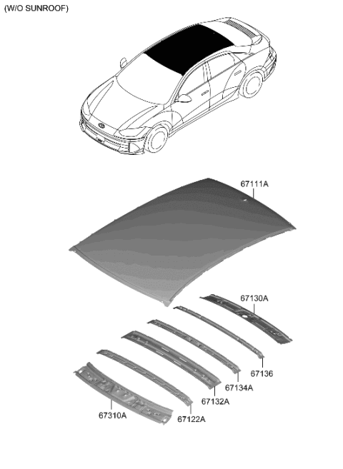 2023 Hyundai Ioniq 6 Roof Panel Diagram 1