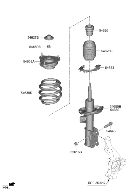 1992 Hyundai Elantra BUMPER-RUBBER Diagram for 54626-KL000