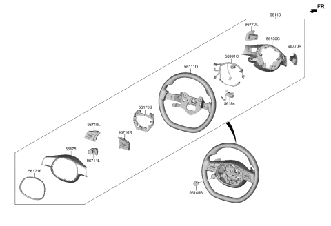 1992 Hyundai Elantra SWITCH ASSY-STRG REMOTE CONT L Diagram for 96710-KL390-UAY