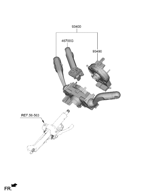 1992 Hyundai Elantra SWITCH ASSY-MULTIFUNCTION Diagram for 934B2-KL580-RNE
