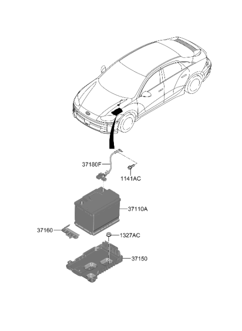 2023 Hyundai Ioniq 6 Battery & Cable Diagram