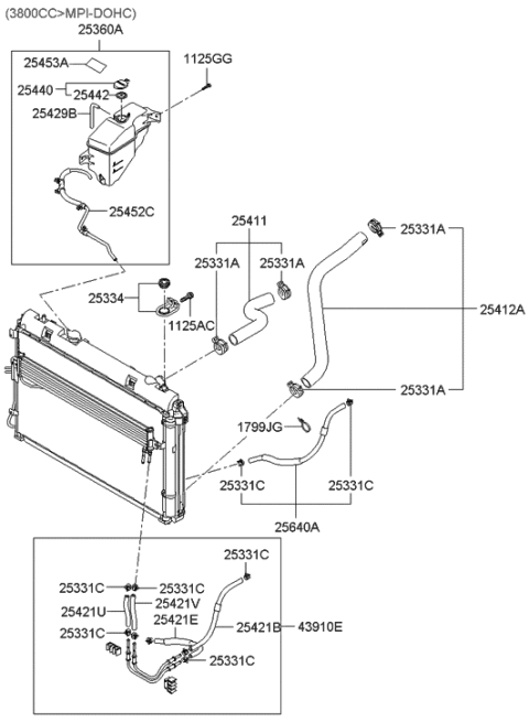 2015 Hyundai Tucson Hose-Radiator Lower Diagram for 25412-4D900