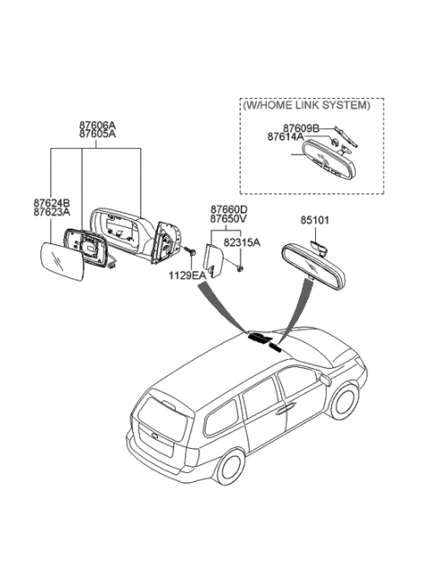 2008 Hyundai Entourage Mirror Assembly-Outside Rear View,RH Diagram for 87620-4J232