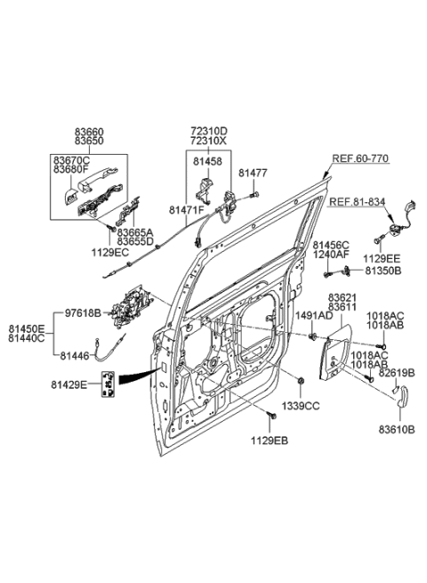 2012 Hyundai Tucson Rear Exterior Door Handle Assembly, Left Diagram for 83650-4D001