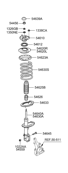 2007 Hyundai Entourage Front Spring & Strut Diagram